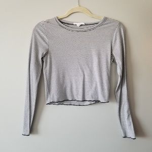 B&W Pinstriped Long Sleeved Crop Top